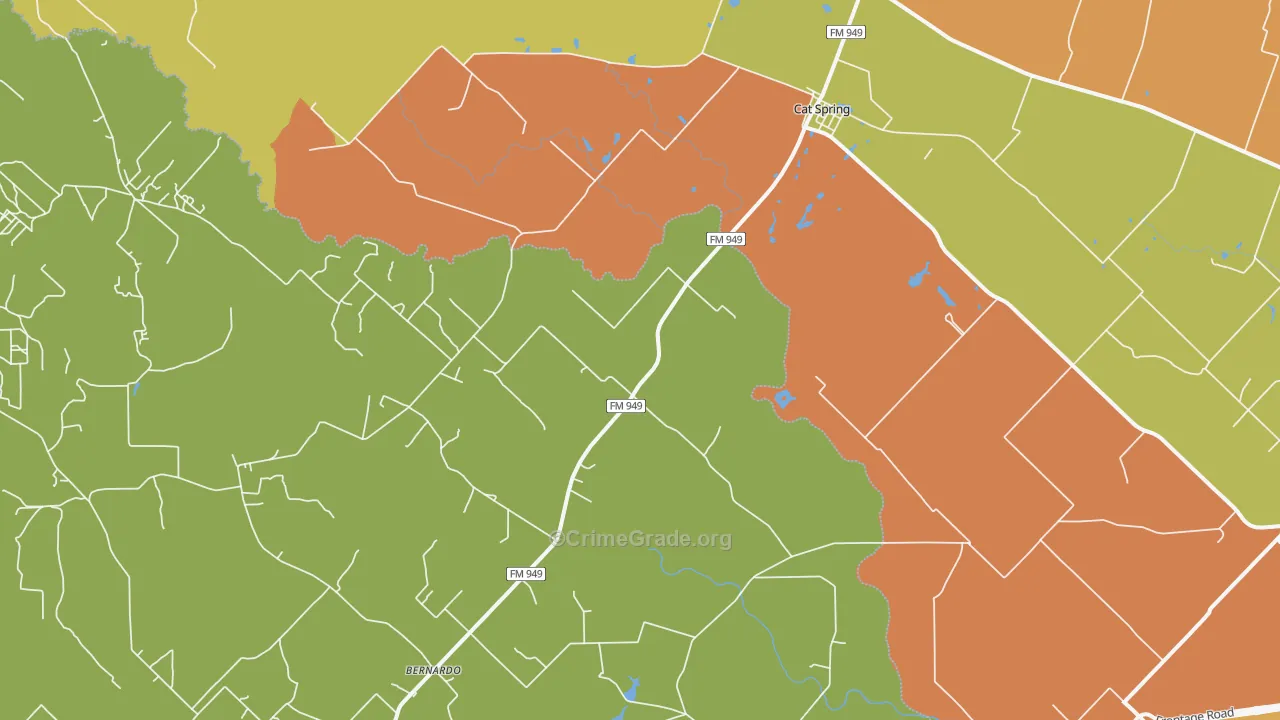 Cat Spring, TX Map of Burglary Rates