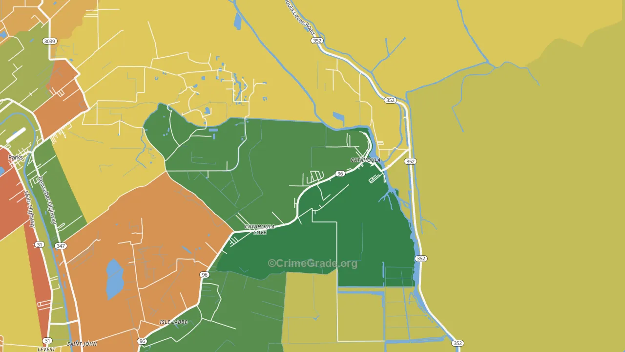 Catahoula, LA Map of Burglary Rates