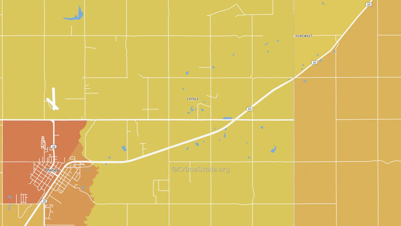 Catale, OK Map of Burglary Rates
