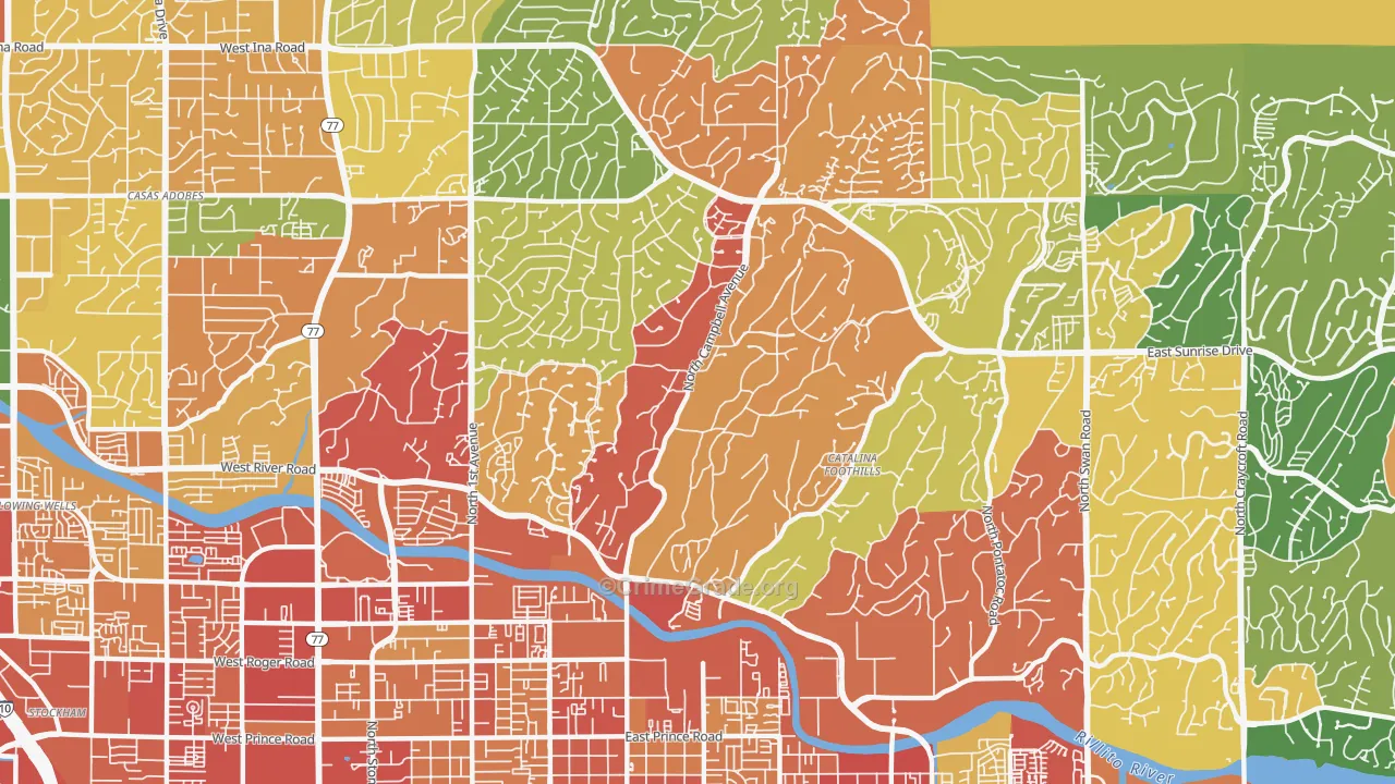 Catalina Foothills Estates, Catalina Foothills, AZ Map of Burglary Rates