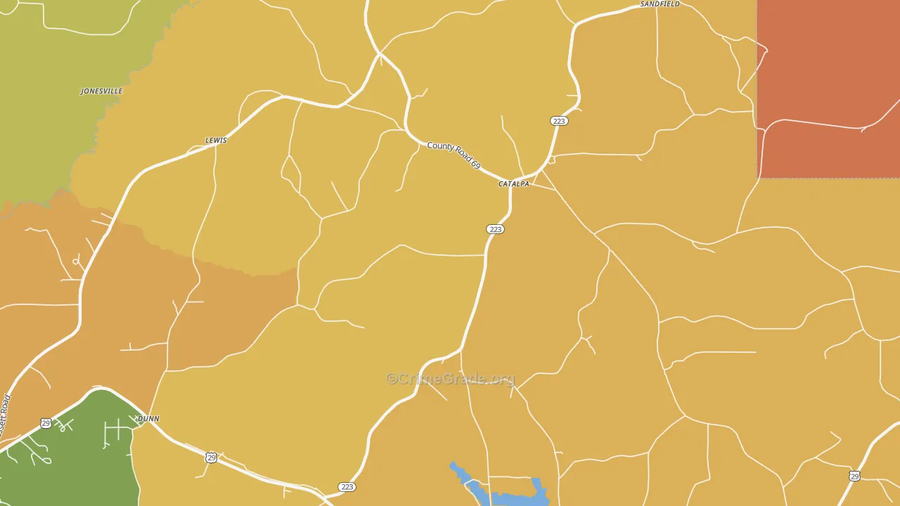 Catalpa, AL Map of Burglary Rates