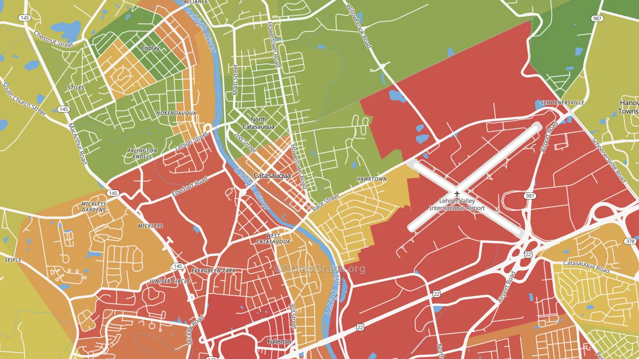 Catasauqua, PA Map of Burglary Rates