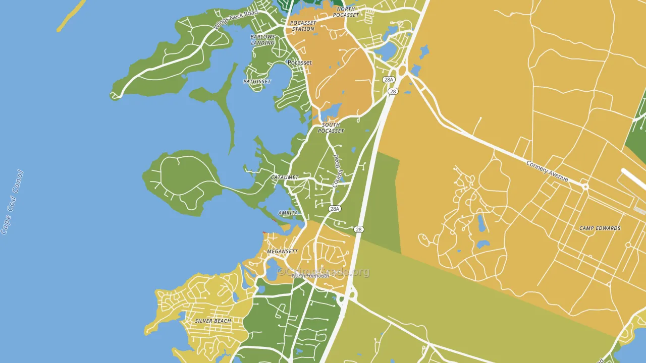 Cataumet, MA Map of Burglary Rates