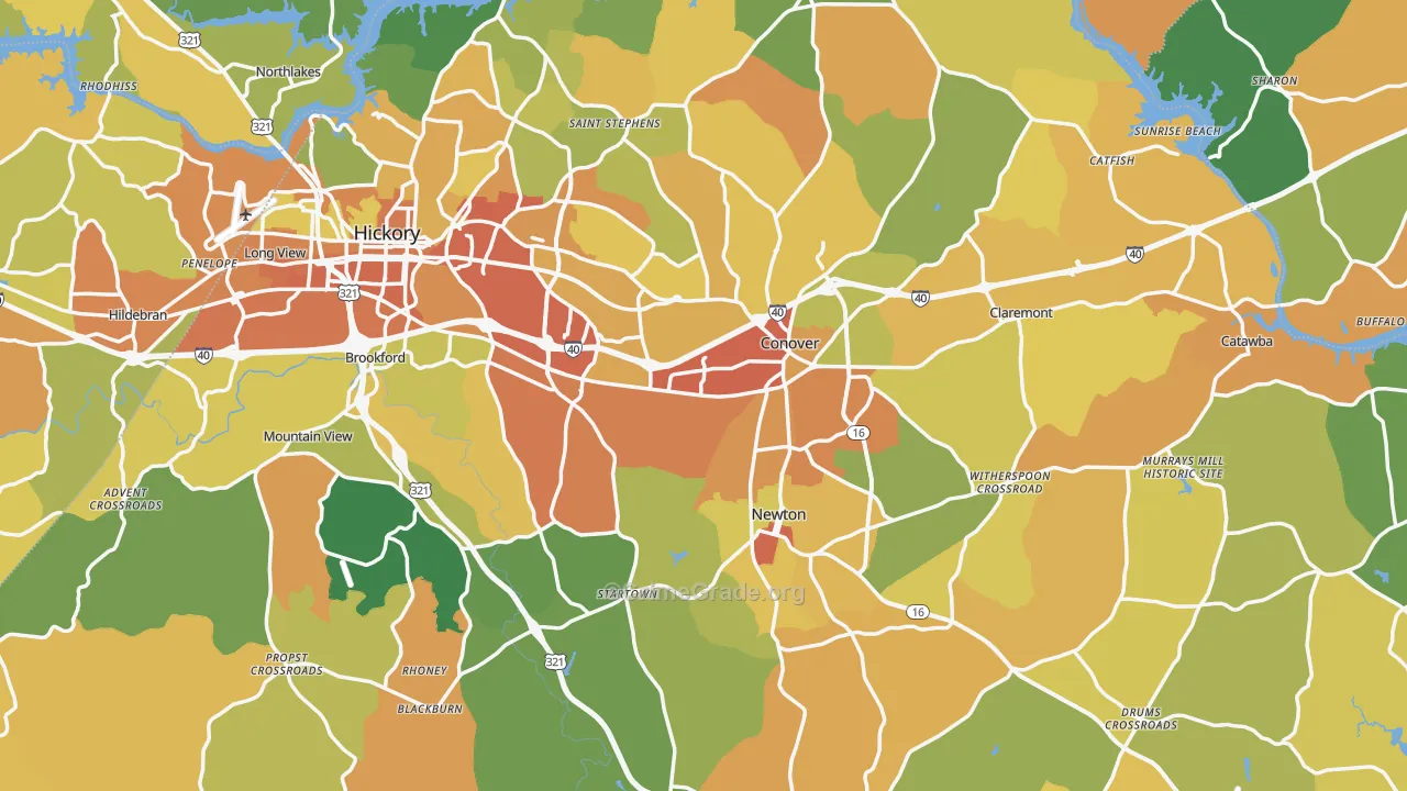Catawba County, NC Map of Burglary Rates