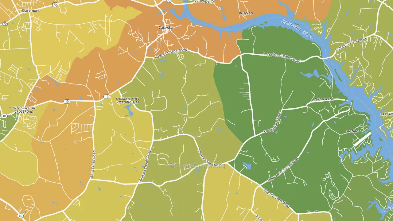 Catawba, NC Map of Burglary Rates
