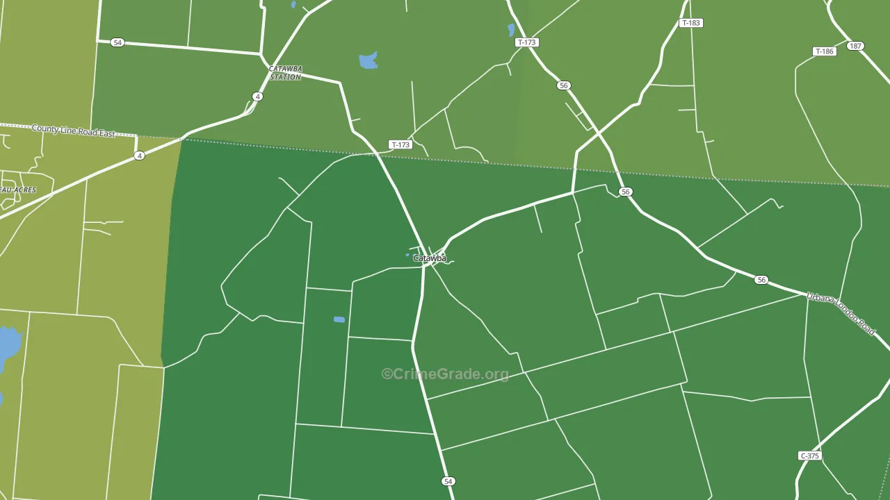 Catawba, OH Map of Burglary Rates