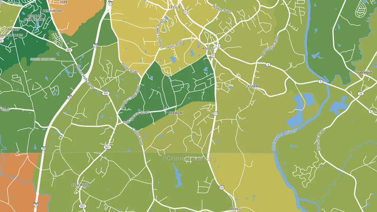 Catawba, SC Map of Burglary Rates