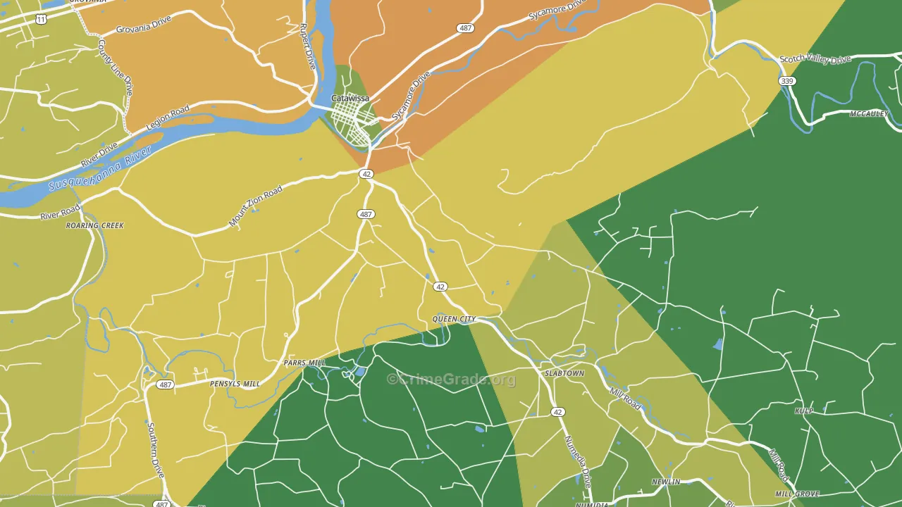 Catawissa, PA Map of Burglary Rates