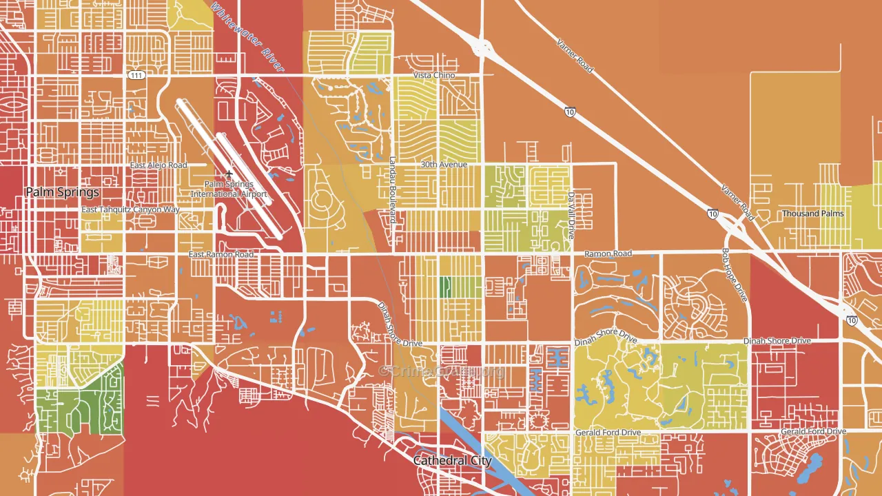 Cathedral City, CA Map of Burglary Rates