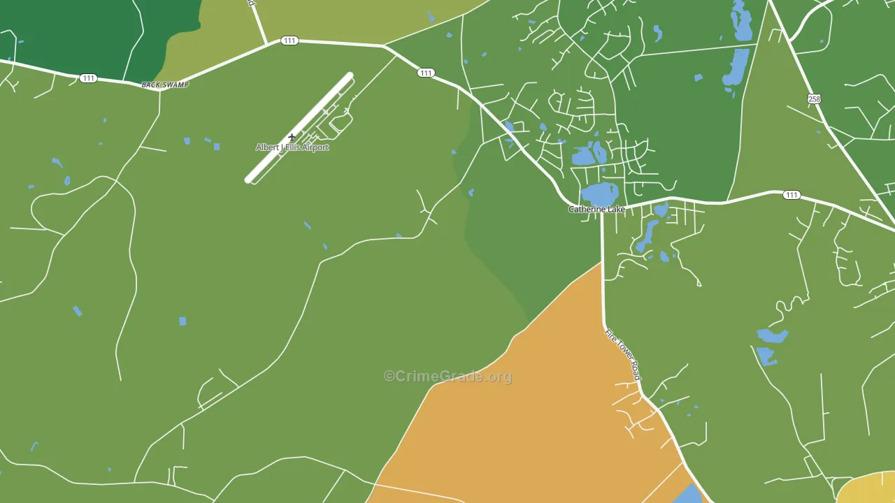 Catherine Lake, NC Map of Burglary Rates