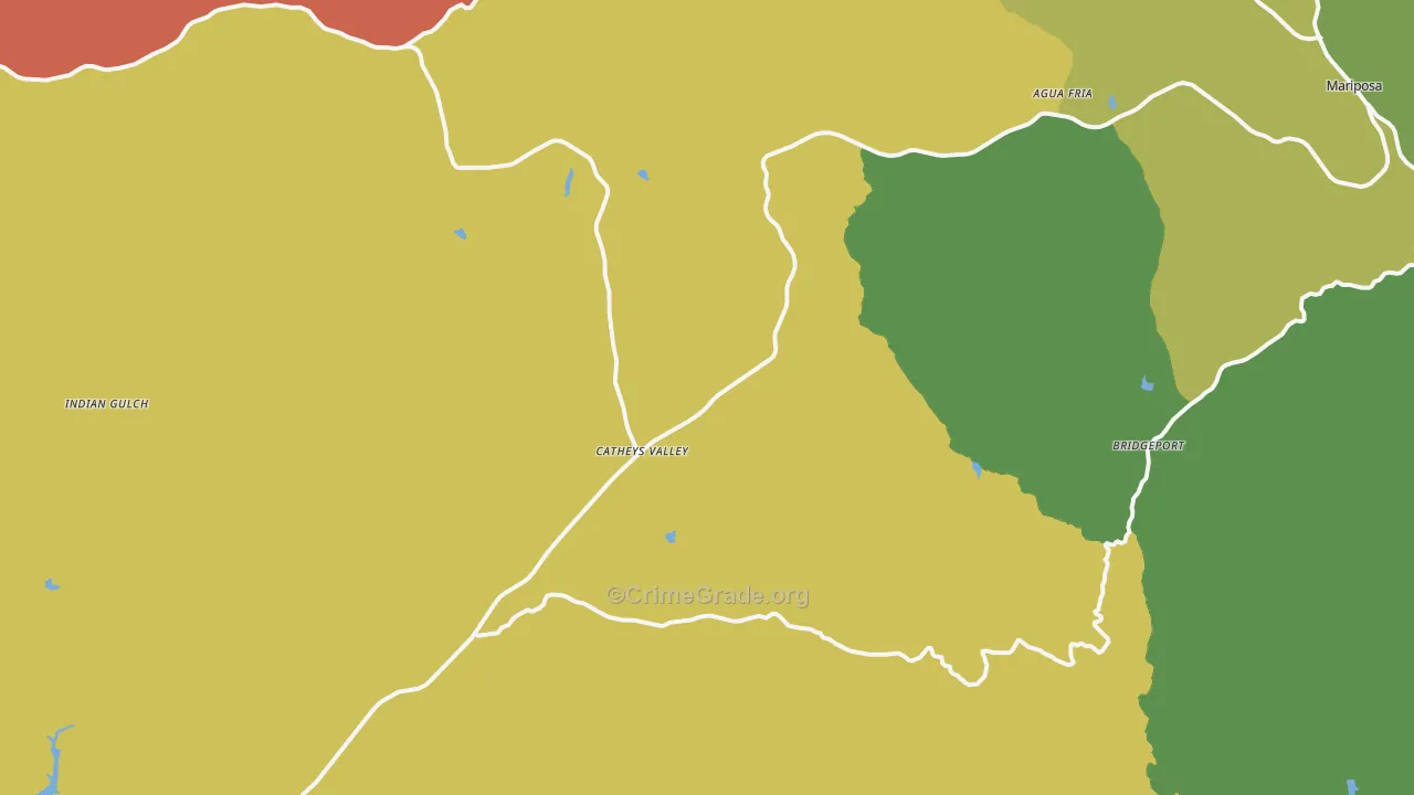 Catheys Valley, CA Map of Burglary Rates