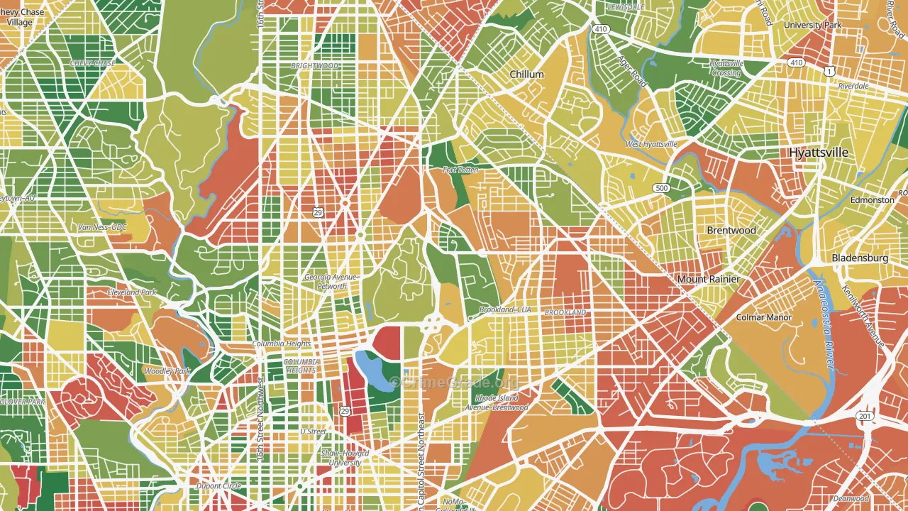 Catholic University-Brookland, Washington, DC Map of Burglary Rates
