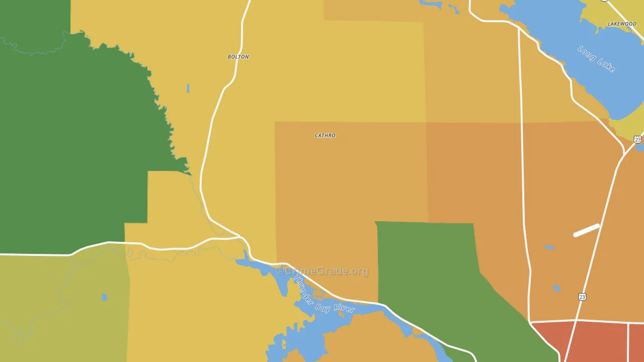 Cathro, MI Map of Burglary Rates