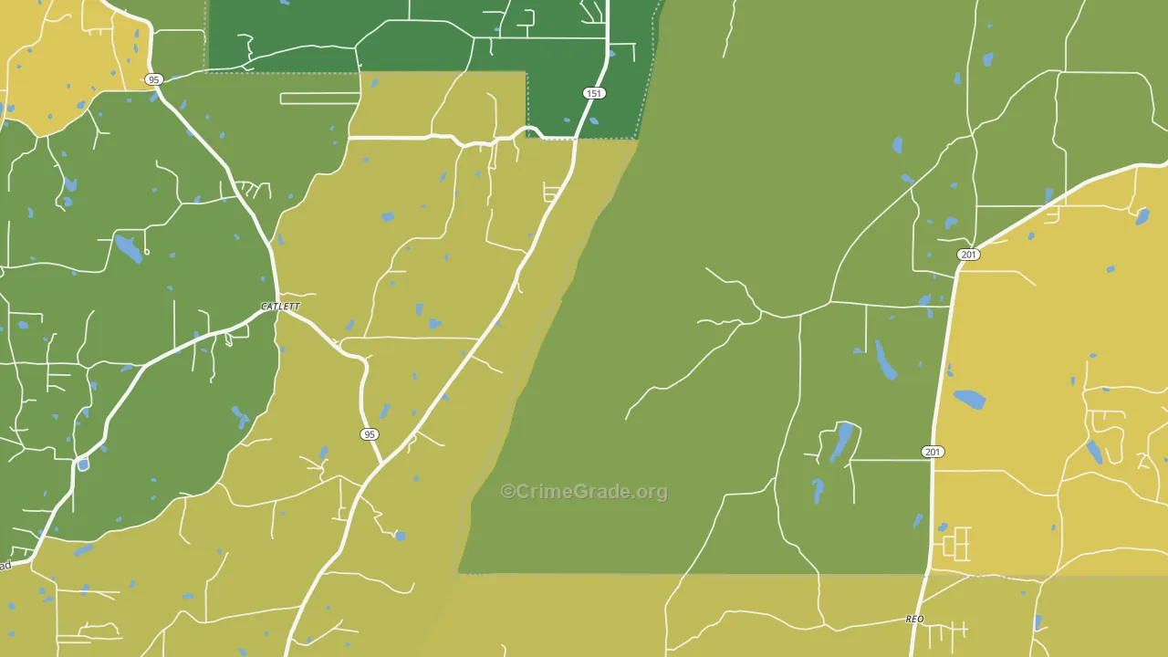 Catlett, GA Map of Burglary Rates