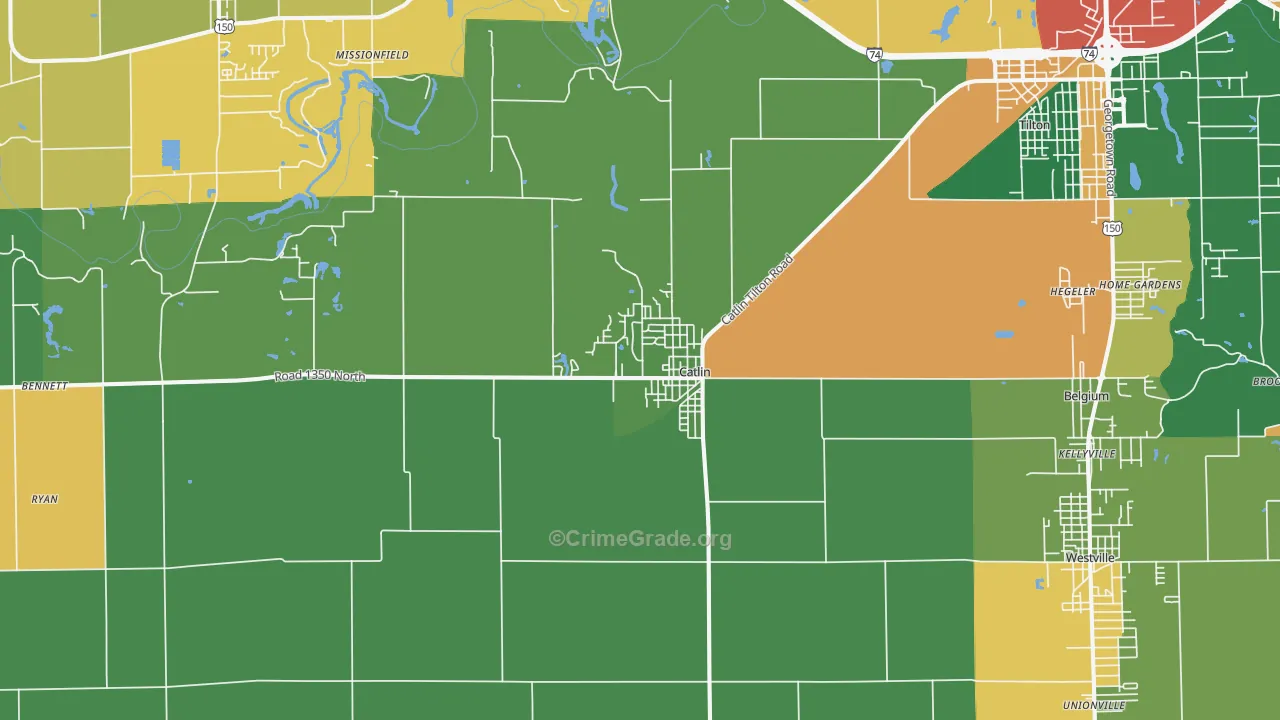 Catlin, IL Map of Burglary Rates