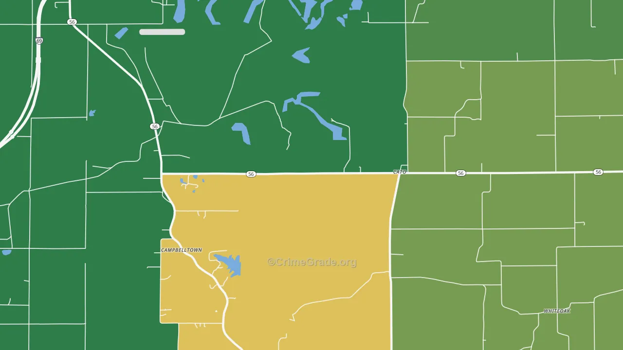 Cato, IN Map of Burglary Rates