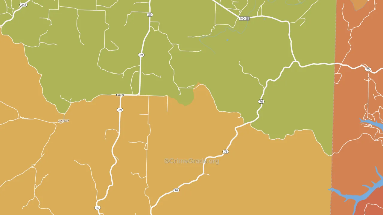 Cato, MO Map of Burglary Rates