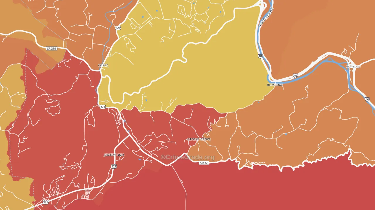 Catons Grove, TN Map of Burglary Rates