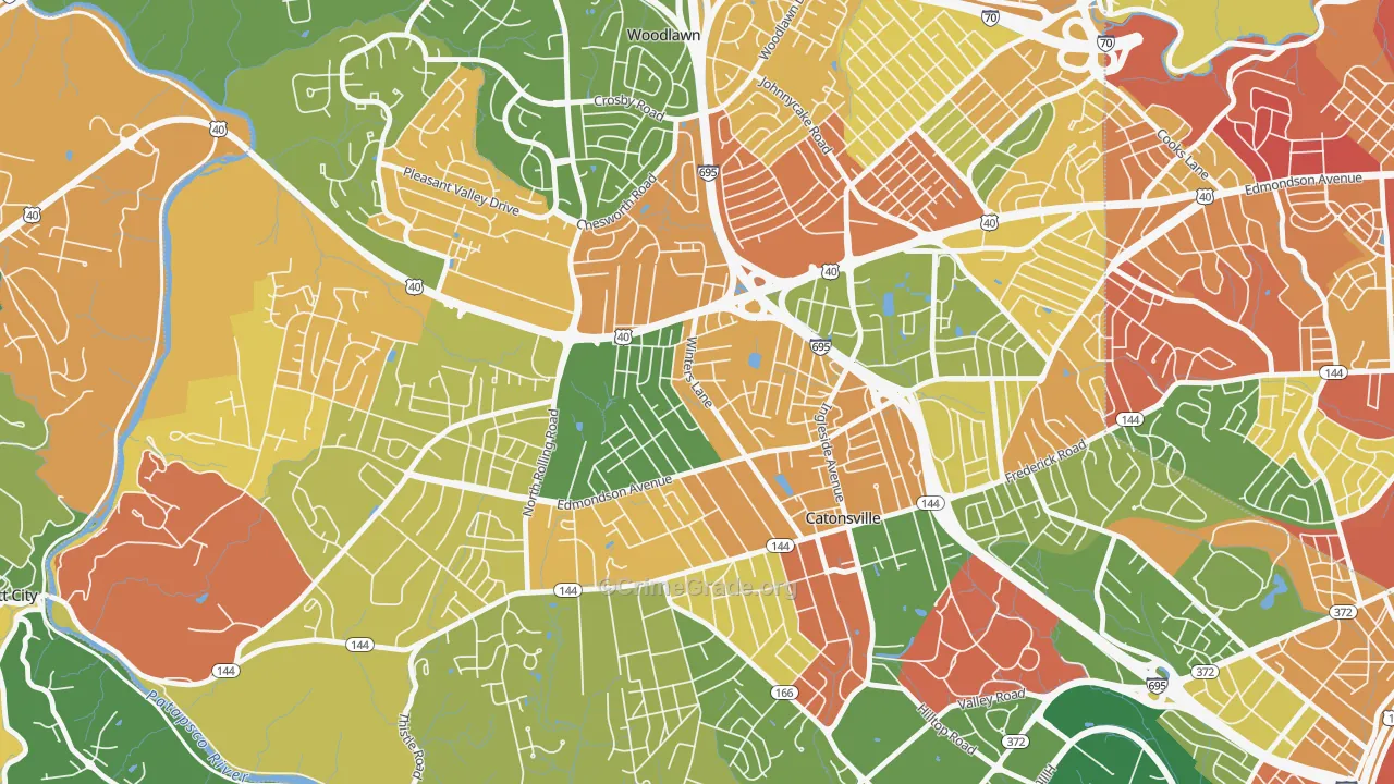 Catonsville Heights, Catonsville, MD Map of Burglary Rates