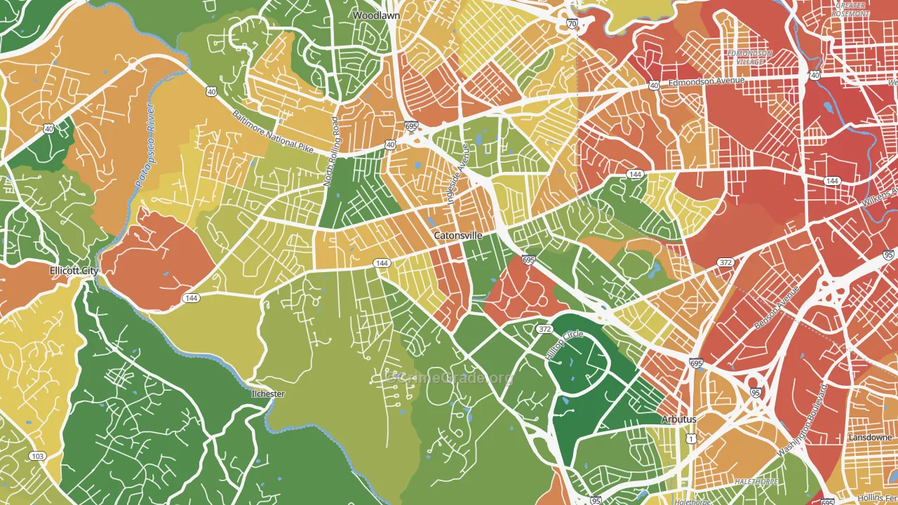 Catonsville, MD Map of Burglary Rates