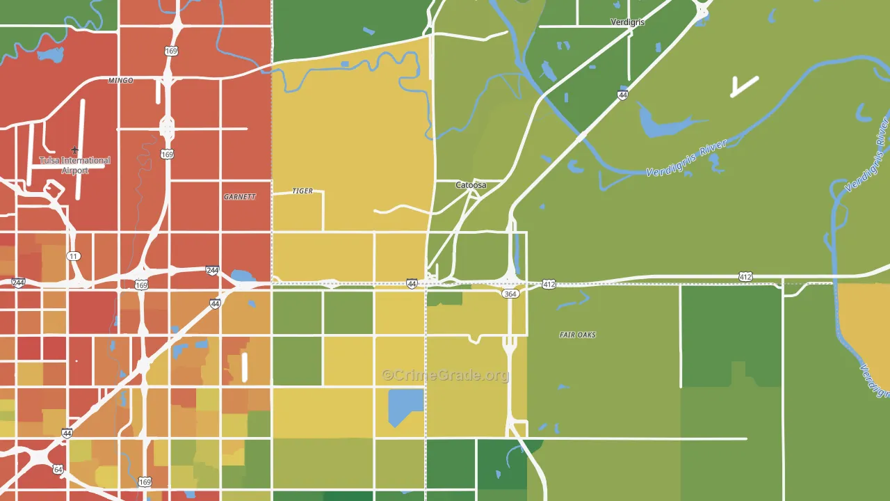 Catoosa, OK Map of Burglary Rates