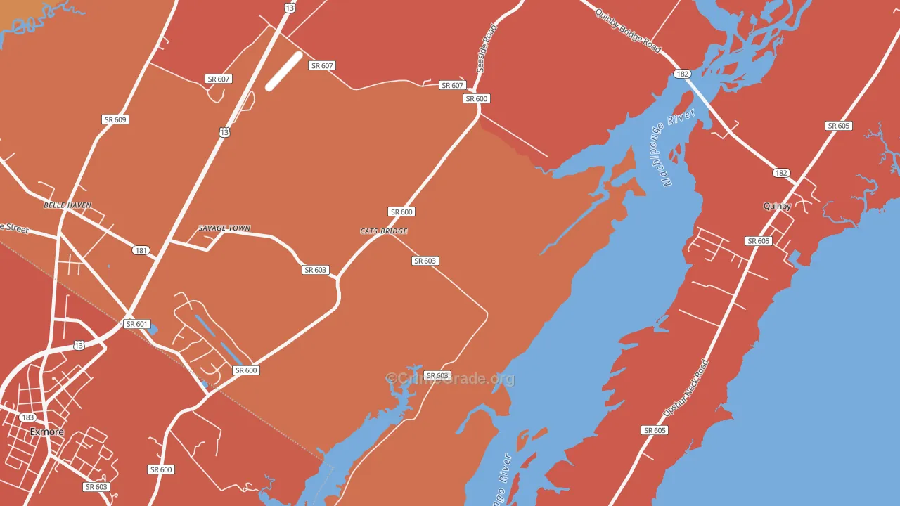Cats Bridge, VA Map of Burglary Rates