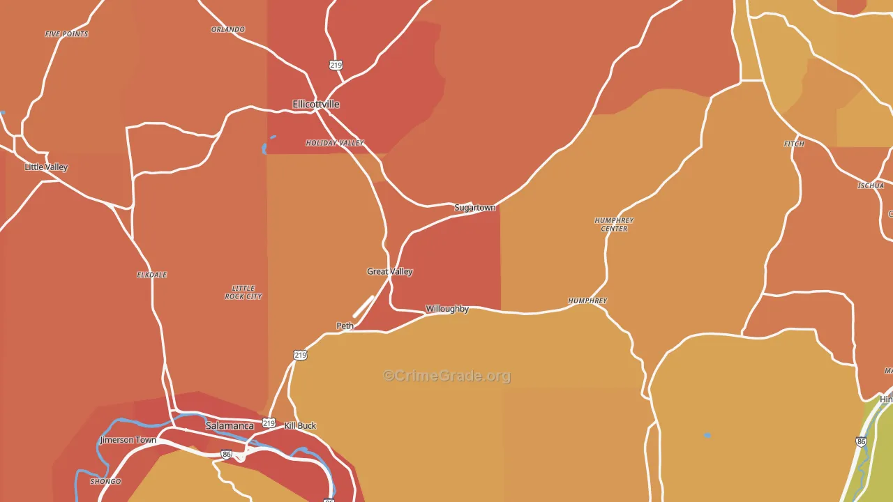 Cattaraugus County, NY Map of Burglary Rates