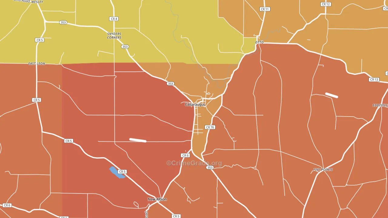 Cattaraugus, NY Map of Burglary Rates