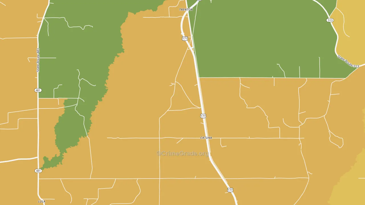 Catuna, LA Map of Burglary Rates