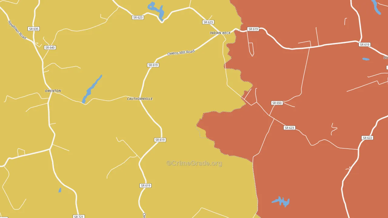 Cauthornville, VA Map of Burglary Rates