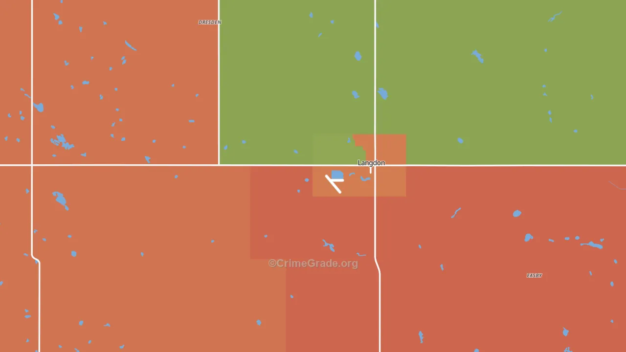 Cavalier County, ND Map of Burglary Rates