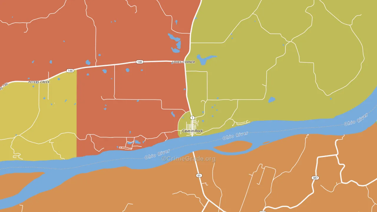 Cave In Rock, IL Map of Burglary Rates