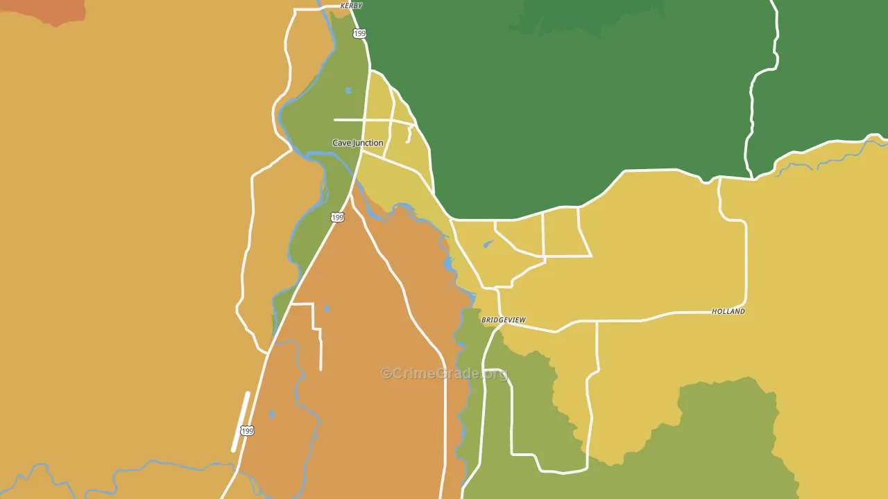 Cave Junction, OR Map of Burglary Rates