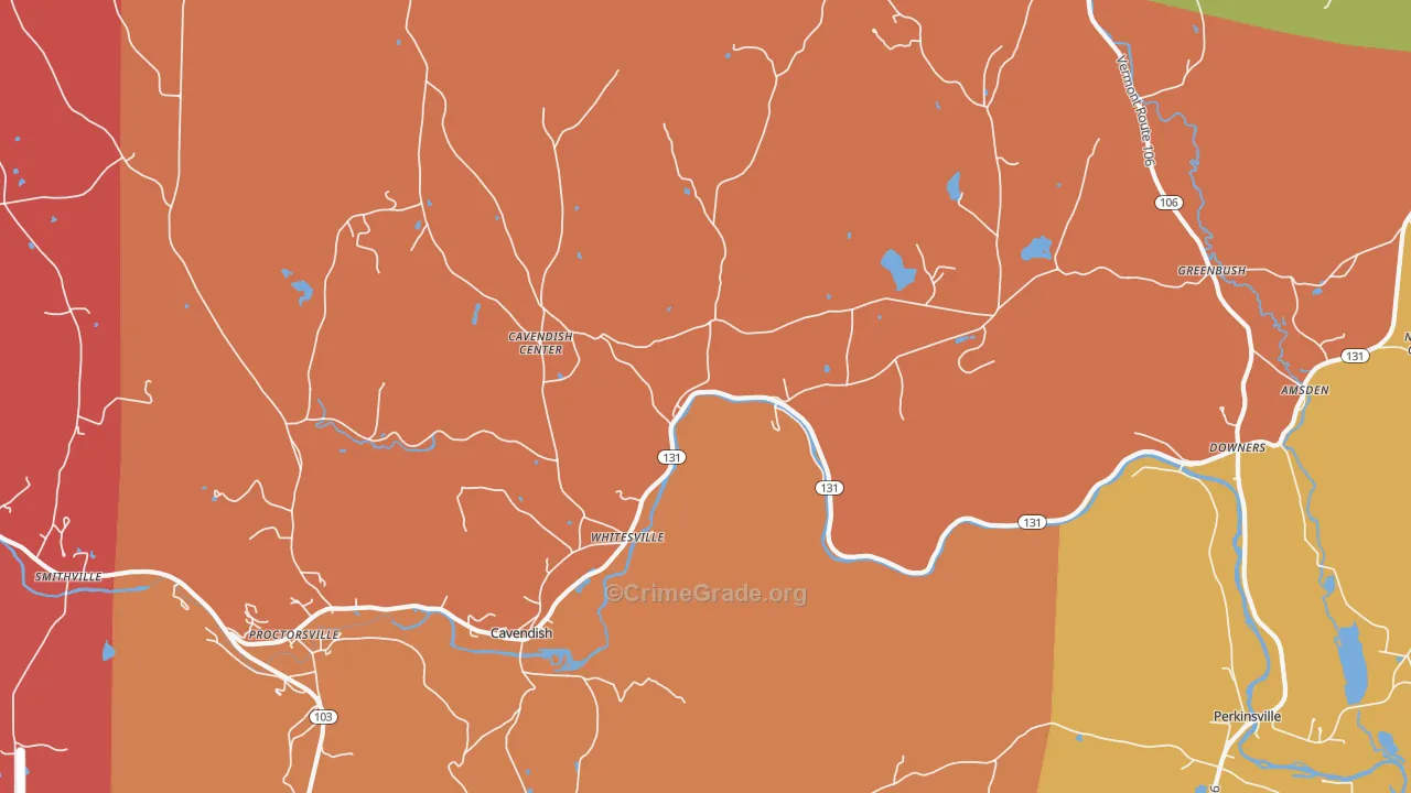 Cavendish, VT Map of Burglary Rates