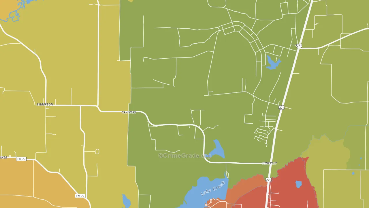 Cavines, TX Map of Burglary Rates