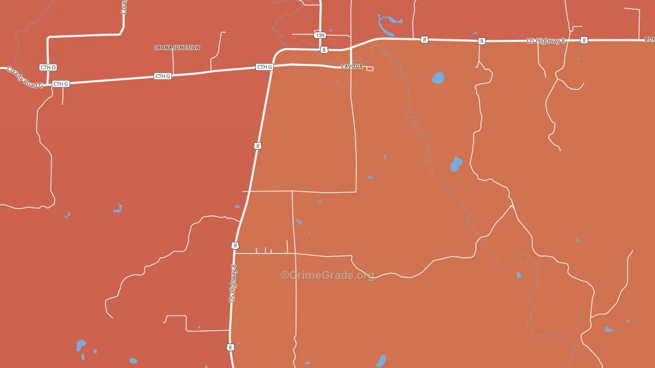 Cavour, WI Map of Burglary Rates