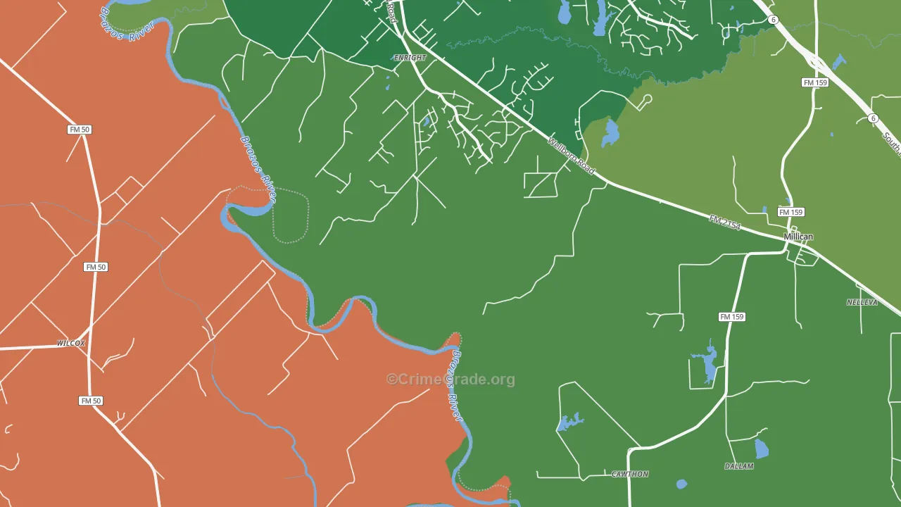 Cawthon, TX Map of Burglary Rates