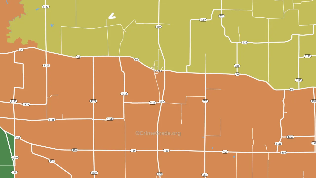 Cayce, KY Map of Burglary Rates