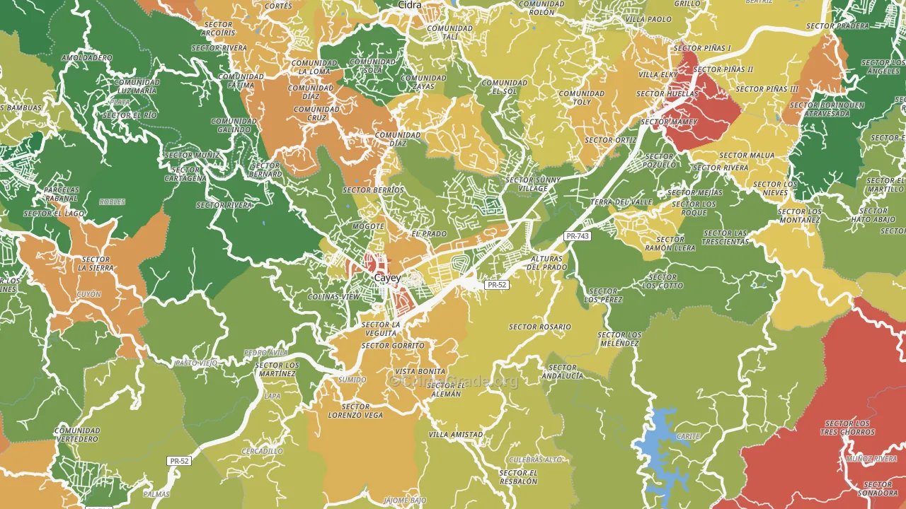 Cayey Municipio, PR Map of Burglary Rates