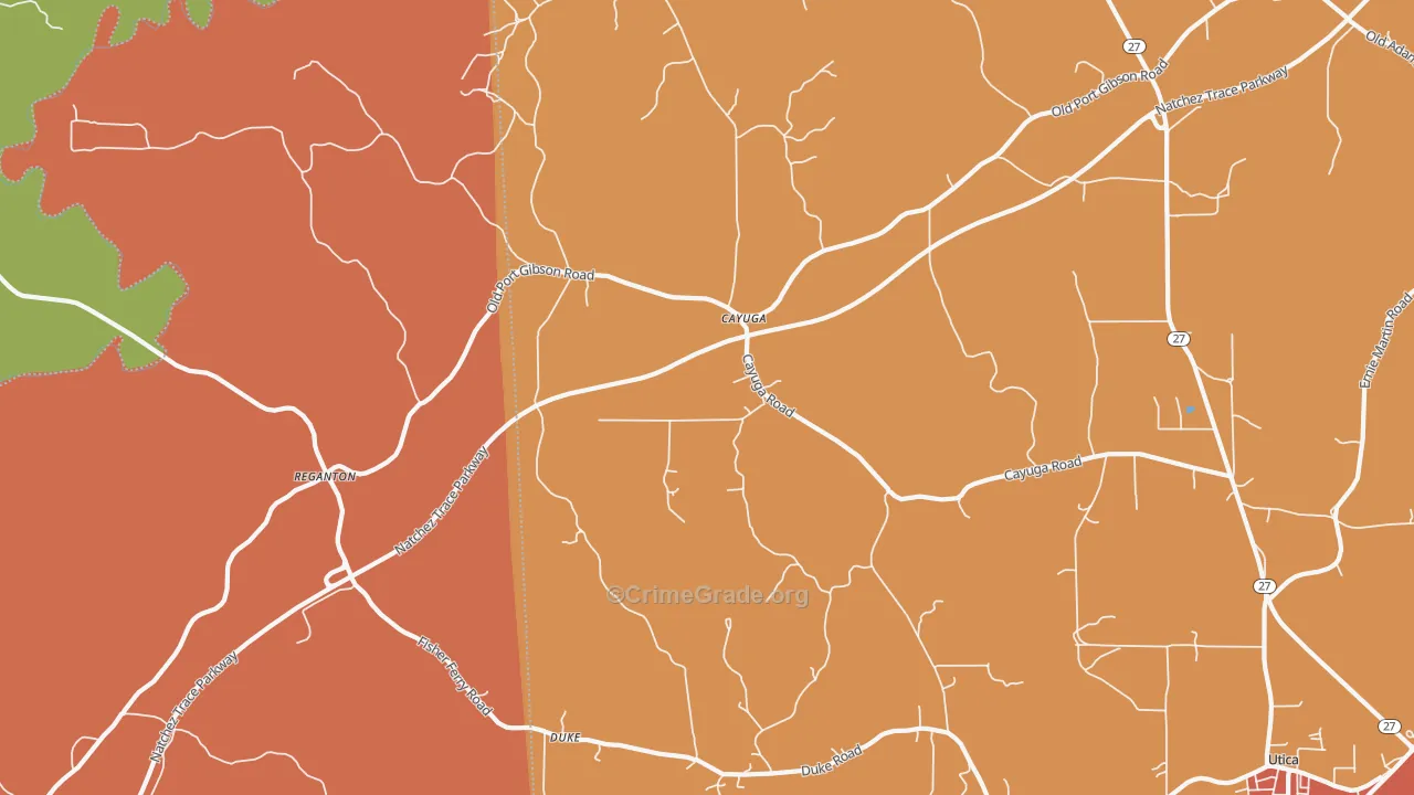 Cayuga, MS Map of Burglary Rates