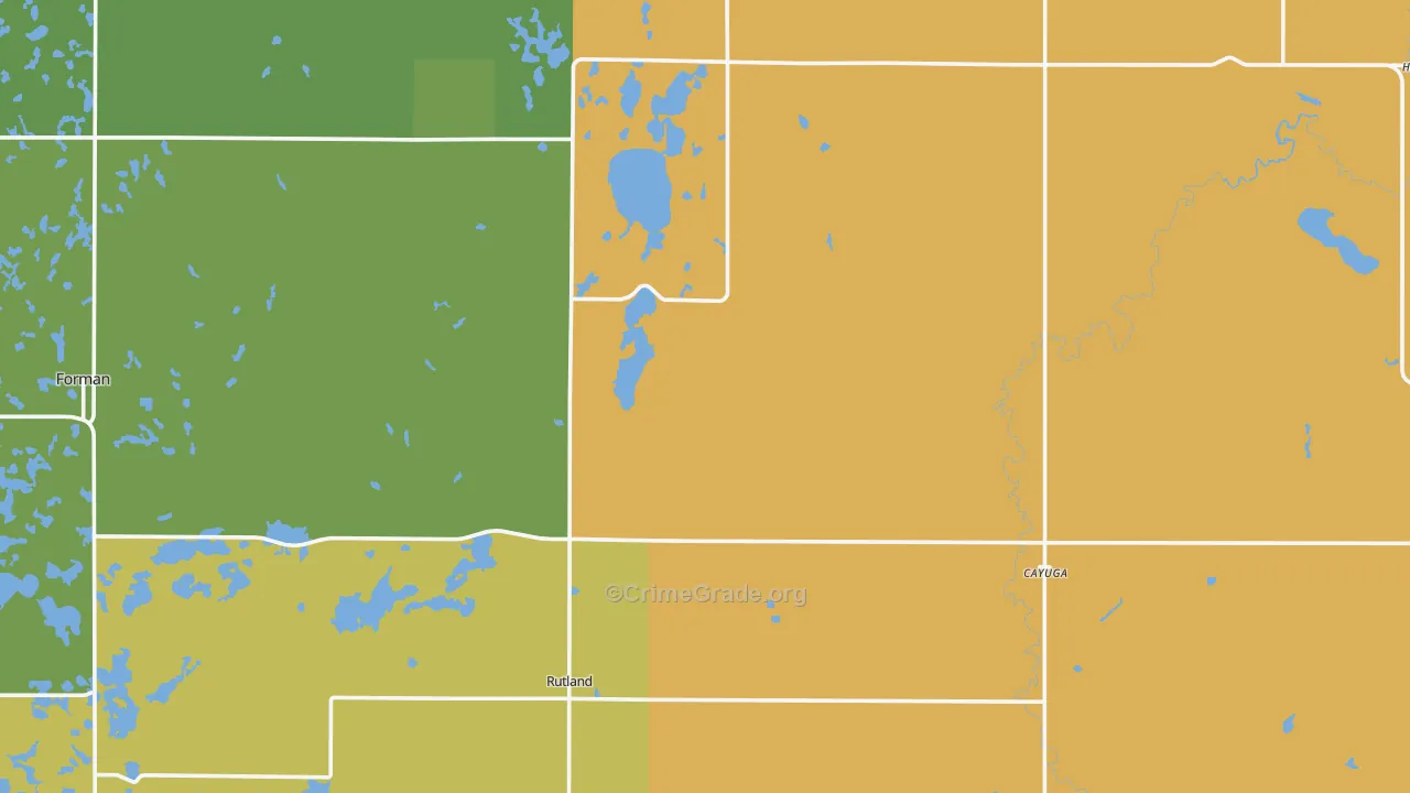 Cayuga, ND Map of Burglary Rates