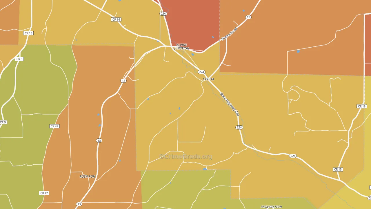 Cayuta, NY Map of Burglary Rates