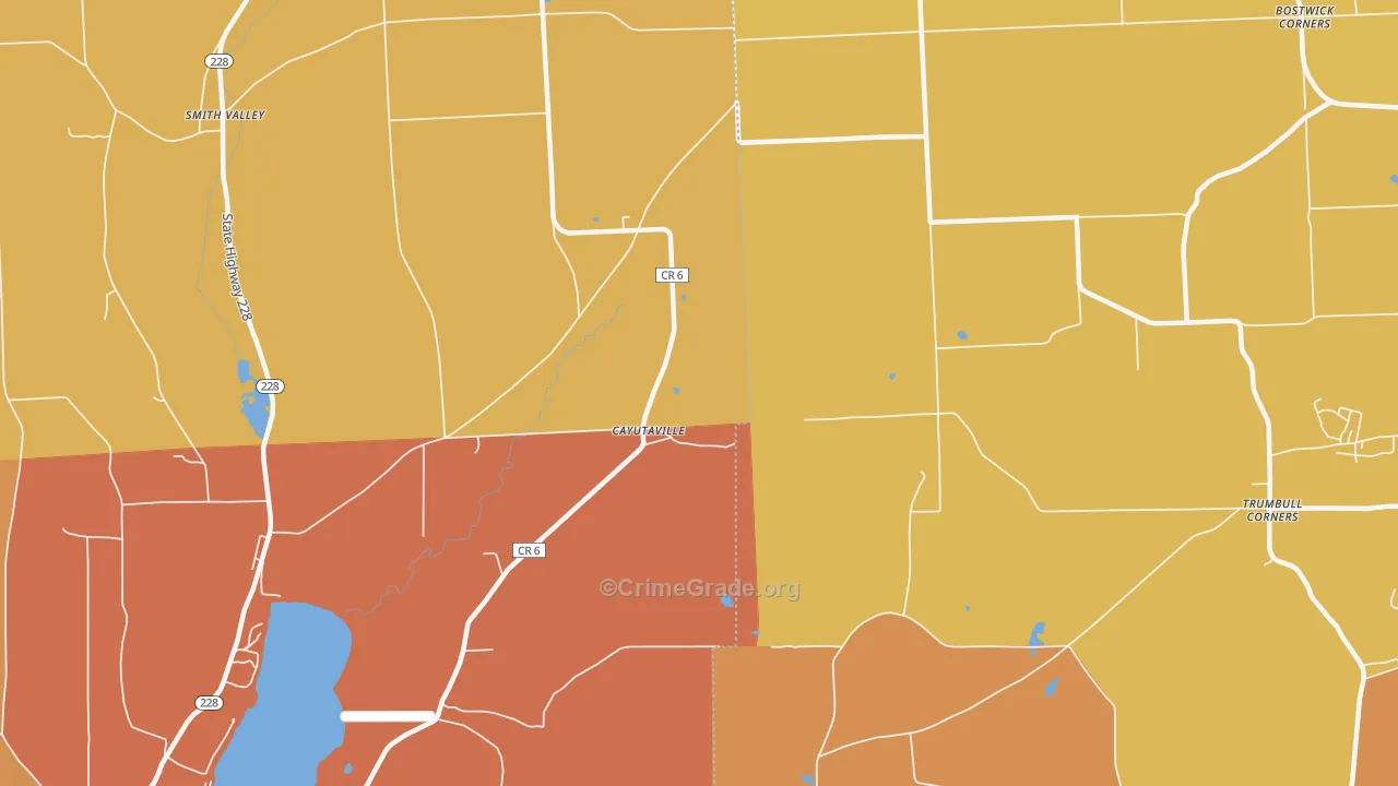 Cayutaville, NY Map of Burglary Rates