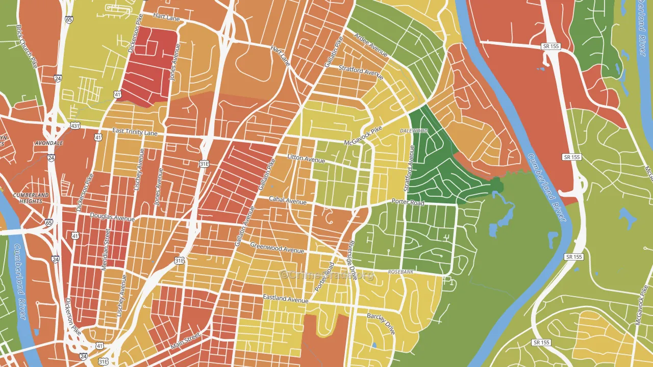 CCSI-South Inglewood, Nashville, TN Map of Burglary Rates