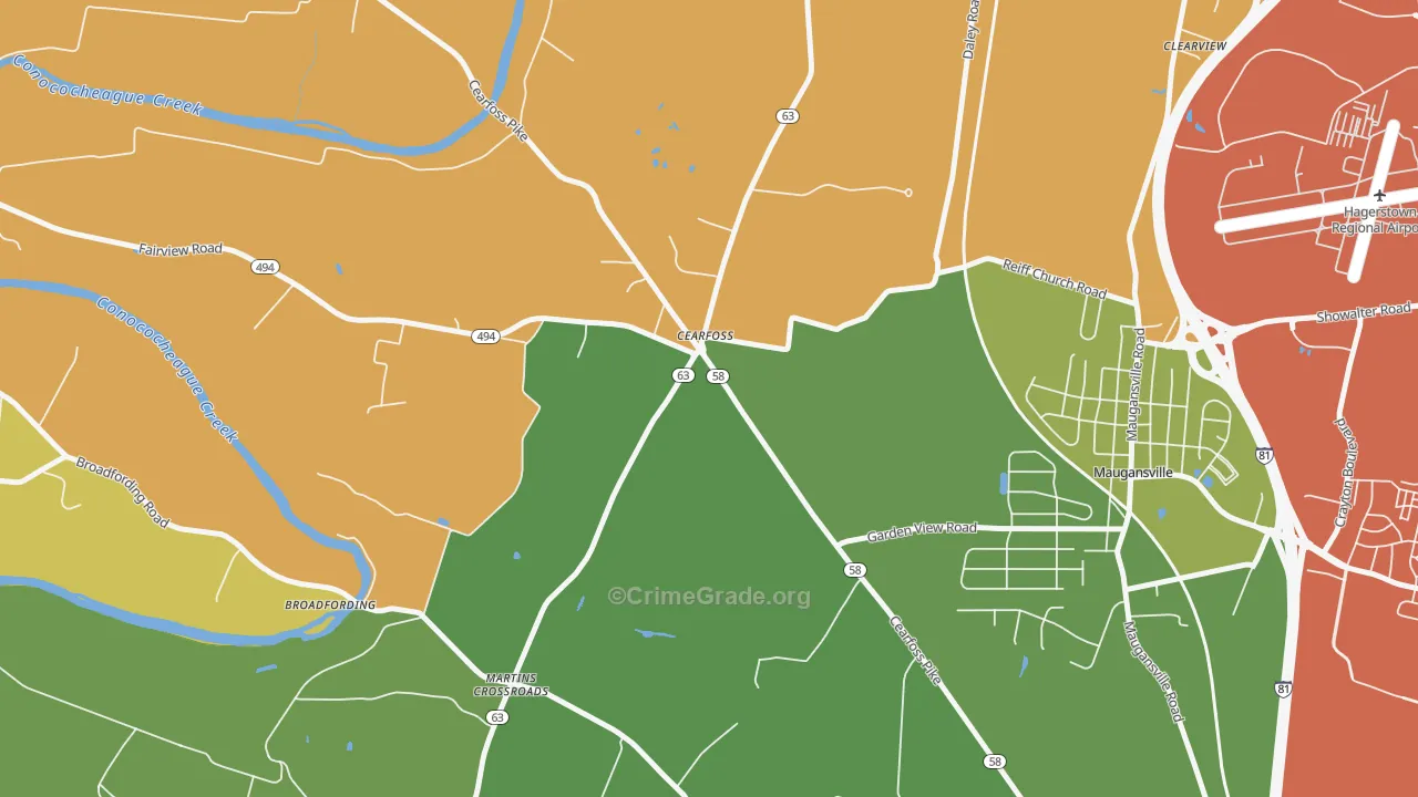 Cearfoss, MD Map of Burglary Rates
