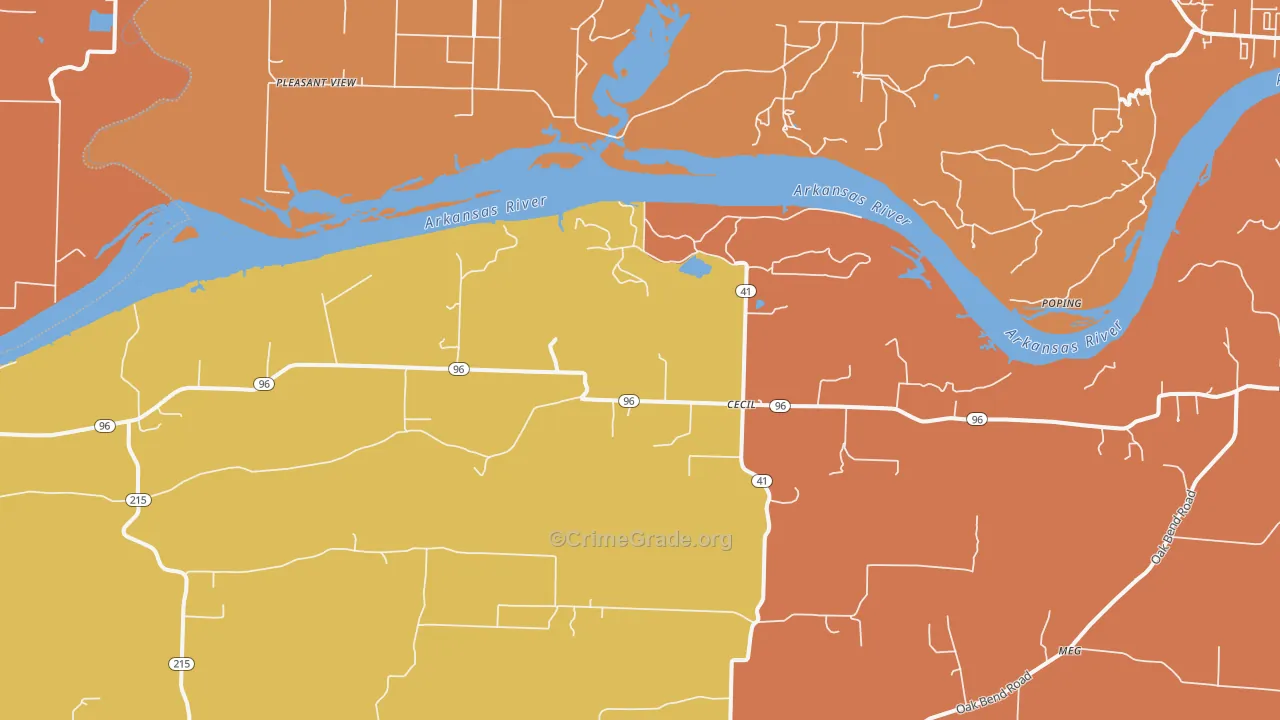 Cecil, AR Map of Burglary Rates
