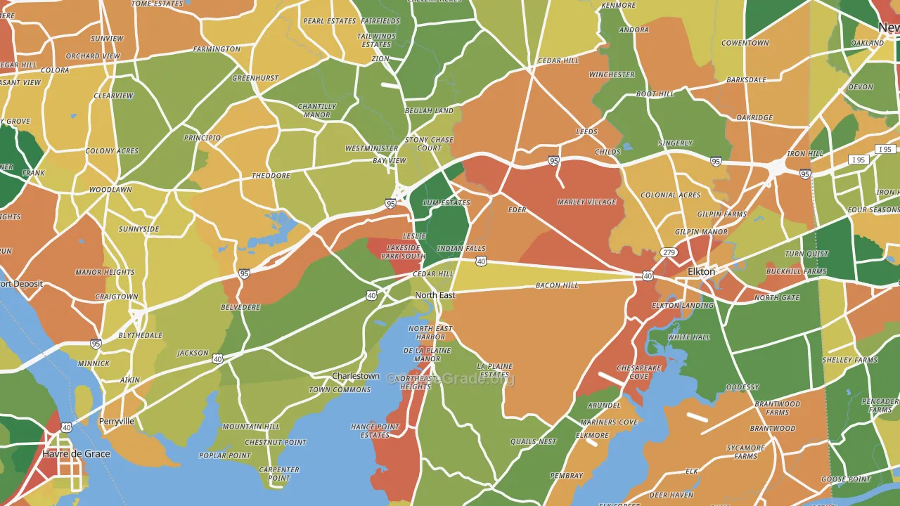Cecil County, MD Map of Burglary Rates