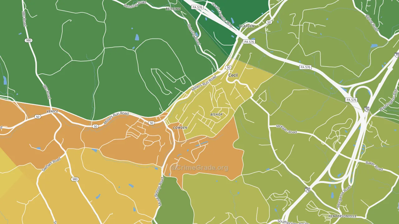 Cecil, PA Map of Burglary Rates
