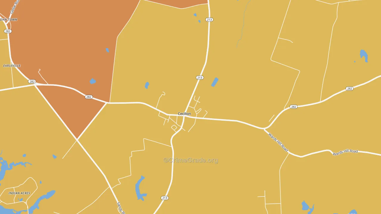 Cecilton, MD Map of Burglary Rates