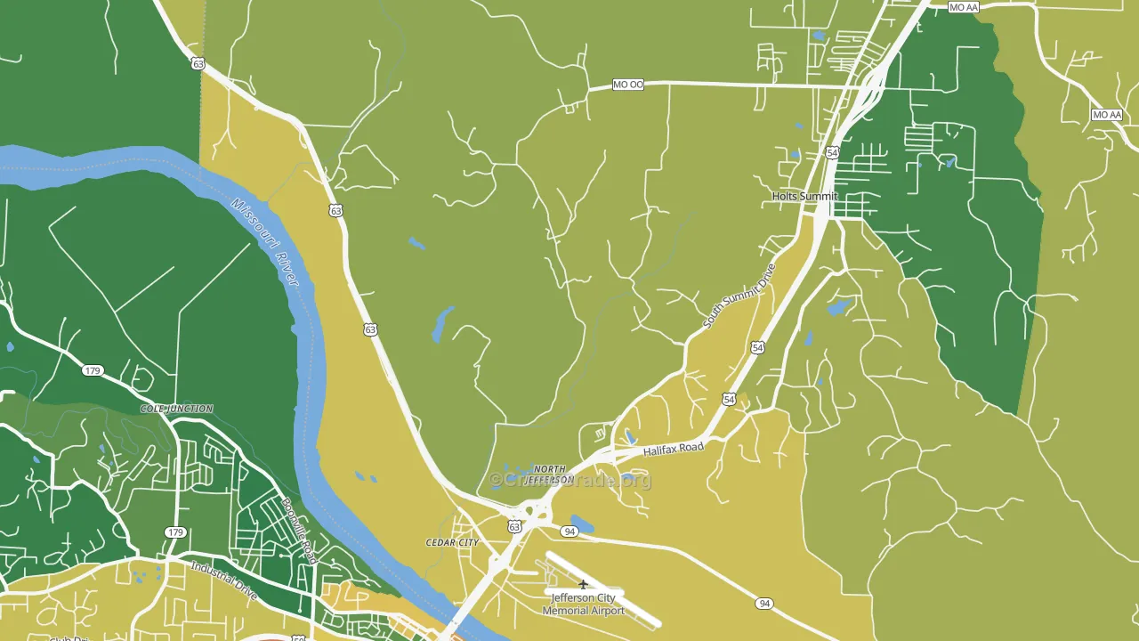 Cedar City, MO Map of Burglary Rates